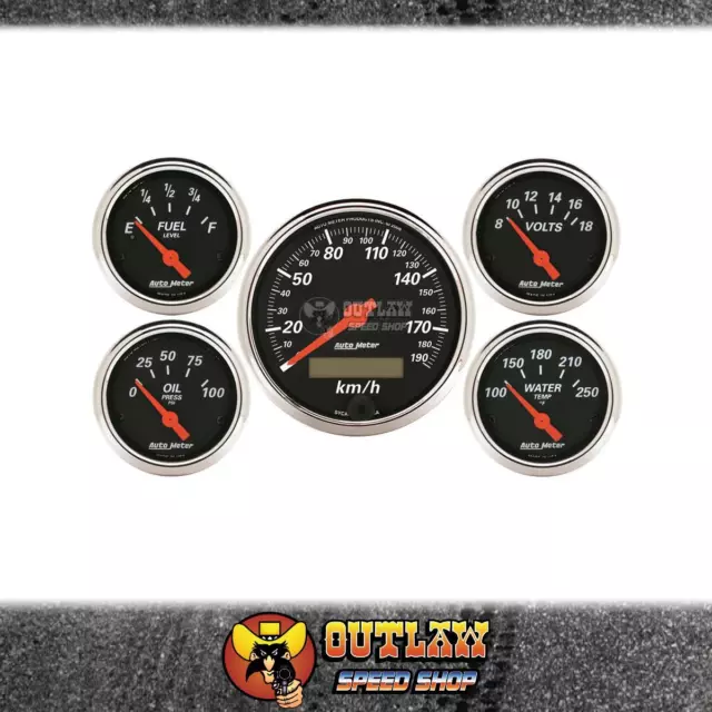 Autometer Designer 5-Piece Gauge Set Black Speedo Oil/Temp Fuel/Volt - Au1421-M