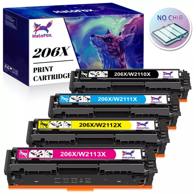 4PK W2110X No Chip Toner Compatible for HP 206X LaserJet Pro MFP M283fdw M255dw