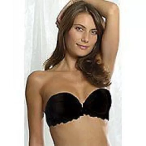 Splendour schwarz trägerlos Push Up Multi-Wege-BH 32C UVP £26