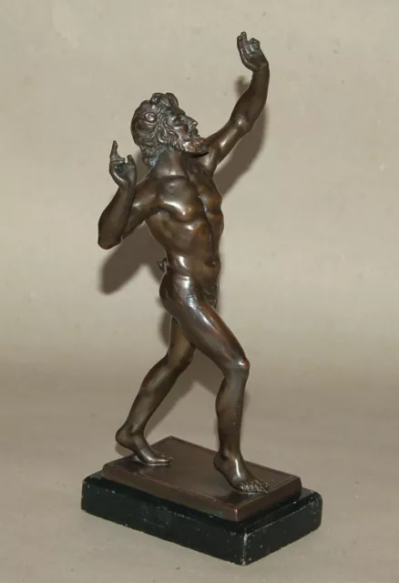 Bronze Figur Fauno Danzante Pompeji - auf Marmor Sockel um 1900 - Satyr / Silen