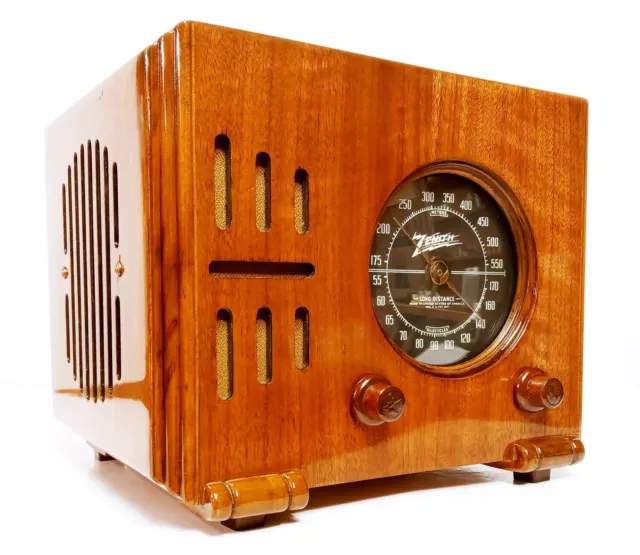 OLD ANTIQUE WOOD Zenith Vintage Tube Radio Restored Working Art Deco ...