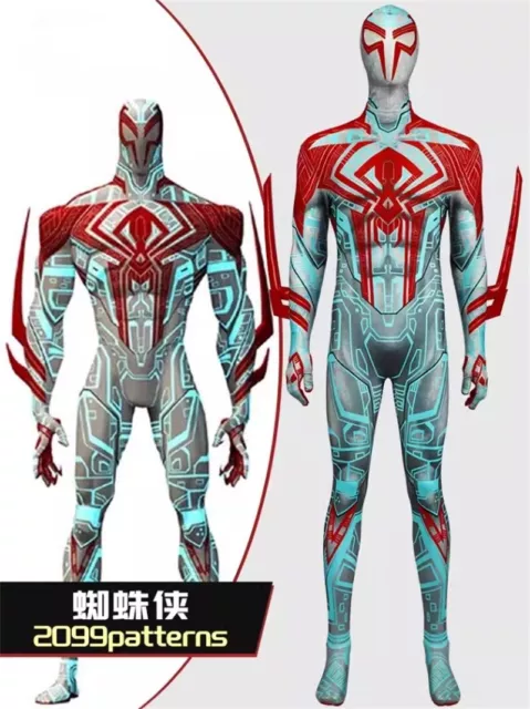 Spider-Man 2099 patterns Cosplay Jumpsuit Outfit Halloween Costume Bodysuit Suit