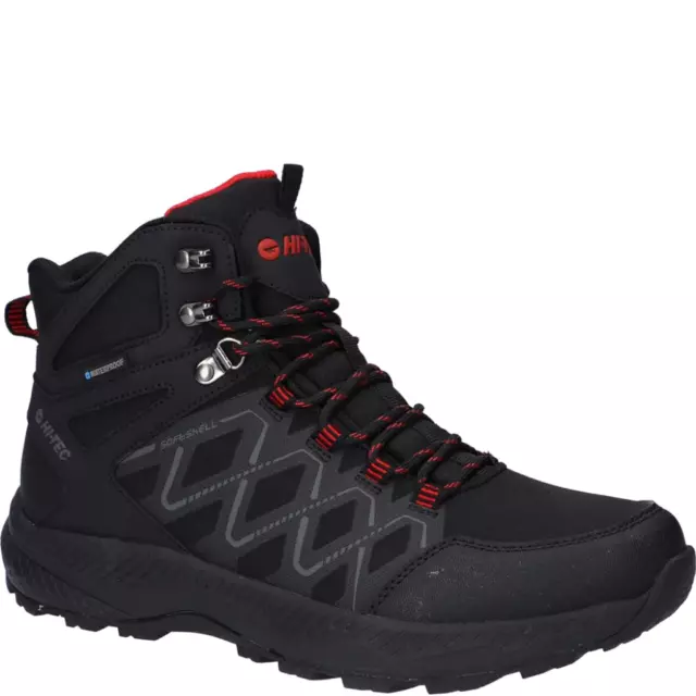 Hi-Tec Mens Diamonde Mid WP Walking Hiking Boots - Black/Red