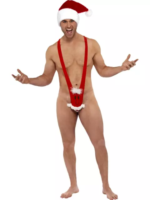 Babbo Natale Mankini da Uomo Adulto Costume Novità Secret Scherzo Regalo