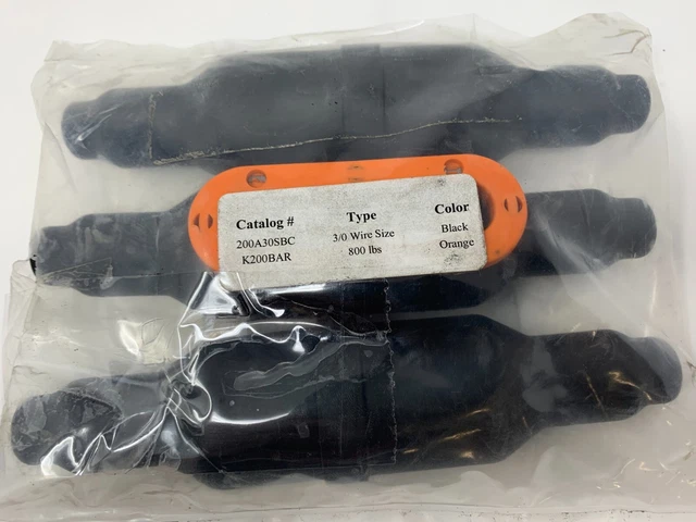 Safe Break 200A30SBC 3/0 Wire Size Black K200BAR 800 lbs. Orange Connectors