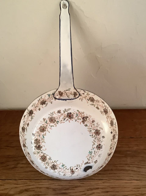 Casserole Poêle Ancienne Orange En Tôle émaillée - Années 70/80 - Déco Rétro