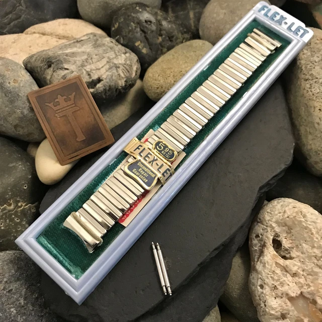 rare 1959 Flex-Let USA Stainless Steel Expansion 17mm Vintage Watch Band nos