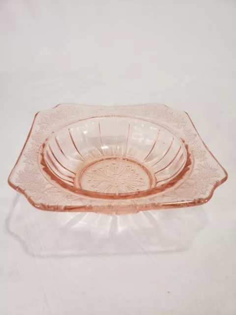 Depression Glass Jeannette Glass Adam Pink Square Small Dessert Bowl