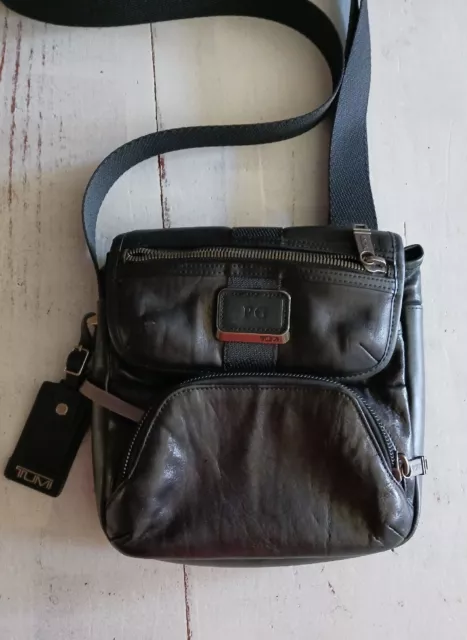 Tumi Barton Black Leather Crossbody Men's Messenger Bag Alpha Bravo