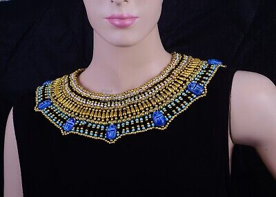 Egyptian Handcrafted Queen Cleopatra Necklace 7 Scarabs Belly Dance