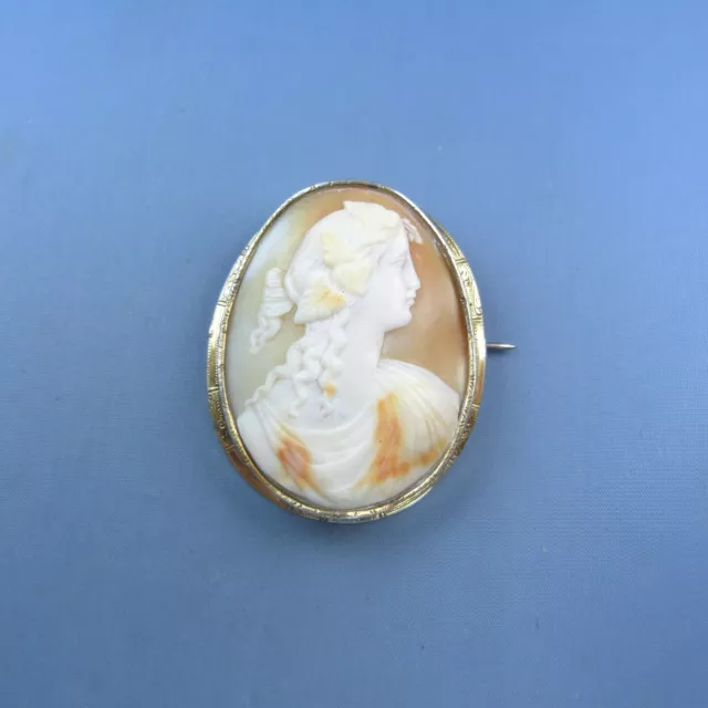 Victorian Sterling Silver Cameo Brooch  /  Antique Pin