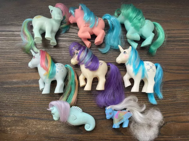 My Little Pony G1 Vintage Lot of 8 Poor/Fair Ponies: Glow Seawinkle Sunlight +