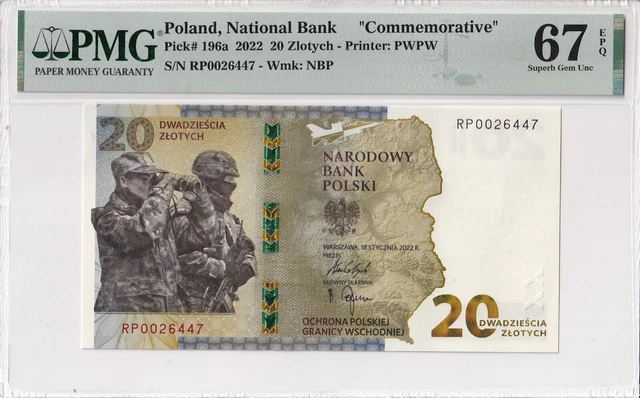 Poland 20 zlotych Protection Poland’s Eastern Border 2022 PMG 67 Commemorative