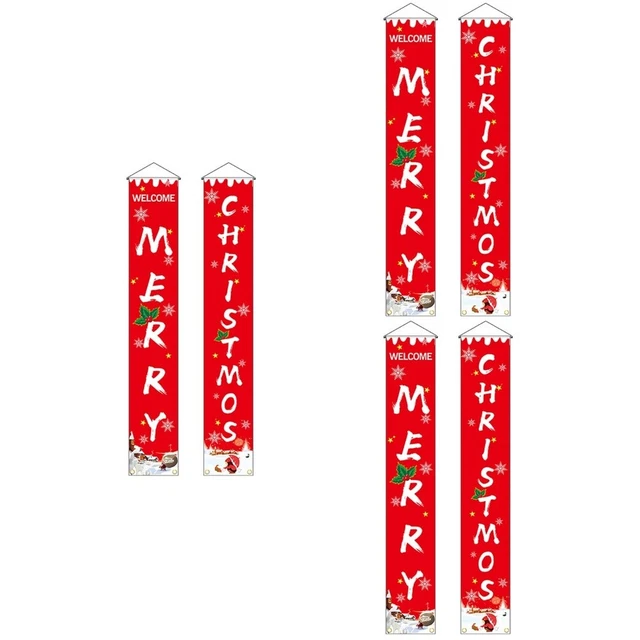 3 Sets merry christmas door sign Frohe Weihnachten-Banner Weihnachtsdekoration G