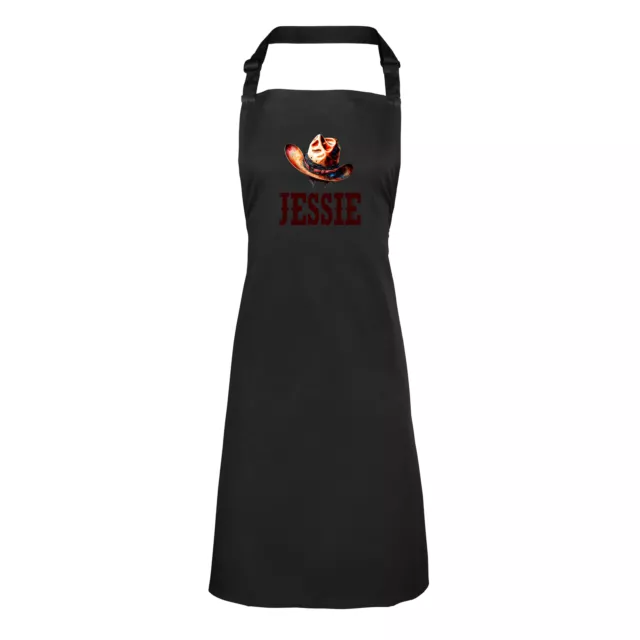 Personalised Cowgirl Hat Apron Mens Womens Wild West Western Yeehaw BBQ Chef DIY