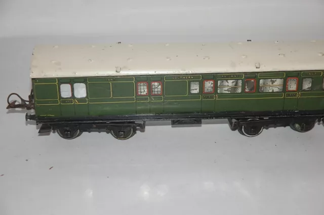 HORNBY SERIE O CALIBRE No 2 ENTRENADOR DE CORREDOR EN SR LIBREA VERDE Y CAJA ORIGINAL