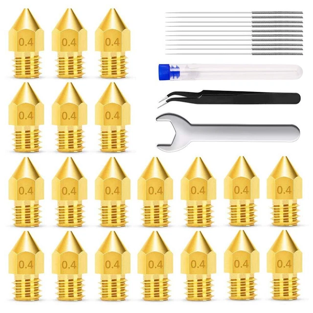 20PCS 0.4mm MK8 3D Printer Extruder Nozzles for Makerbot Ender 3 3Pro CR-10, ...