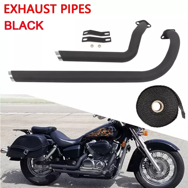 Tubos de escape escalonados negros para Honda Shadow VT750 VT400 Spirit750