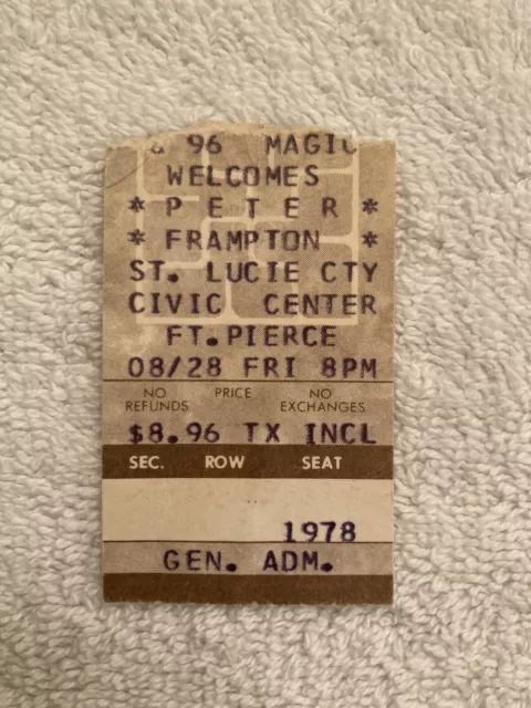 1981 Peter Frampton Original Vintage Concert Ticket Stub