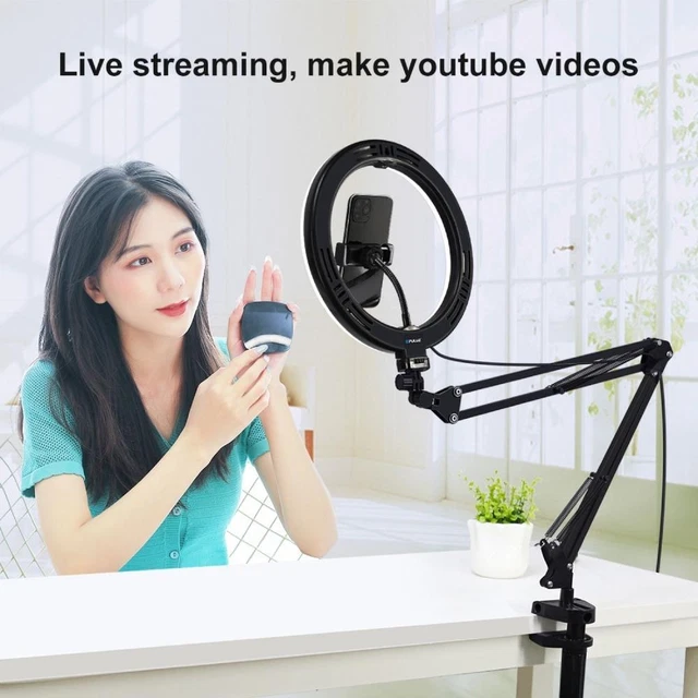 Anillo plegable de transmisión en vivo Vlogging luz selfie luz de video USB regulable