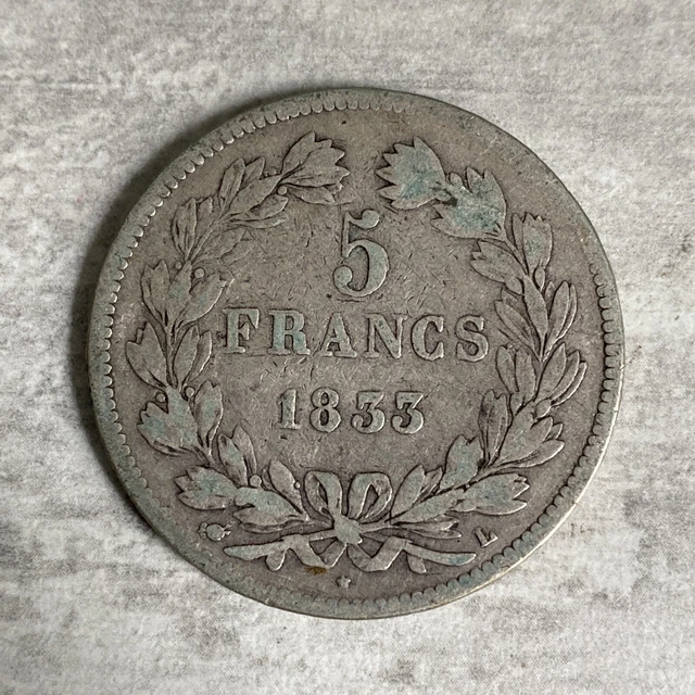 pièce 5 francs argent louis philippe I 1833 L