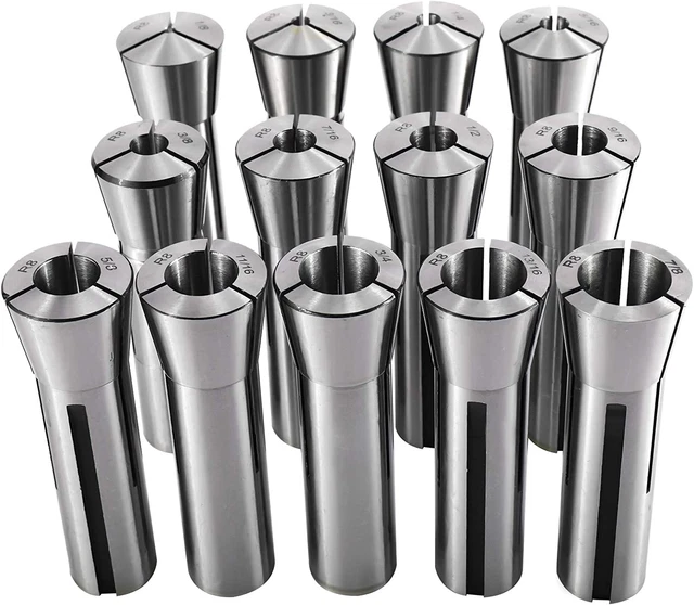 KUNTEC 13 Piece Precision R8 Collet Set Mill Collets Set Taper Spindle R8 Collet