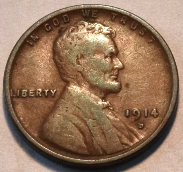 1914 D Lincoln Cent, Middle Grade, Better Semi-KEY Date Penny, Nice Looking 1C