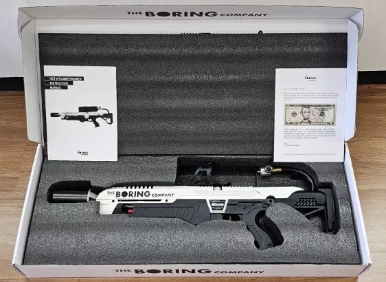 Elon Musk The Boring Company Not A Flamethrower in Box w/ Instructions & $5 Note