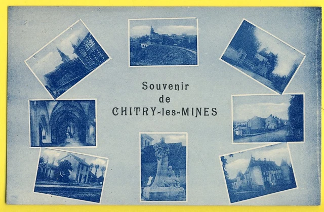 cpa Bourgogne Souvenir de CHITRY les MINES (Nievre) Vue Gare Monument Chateau