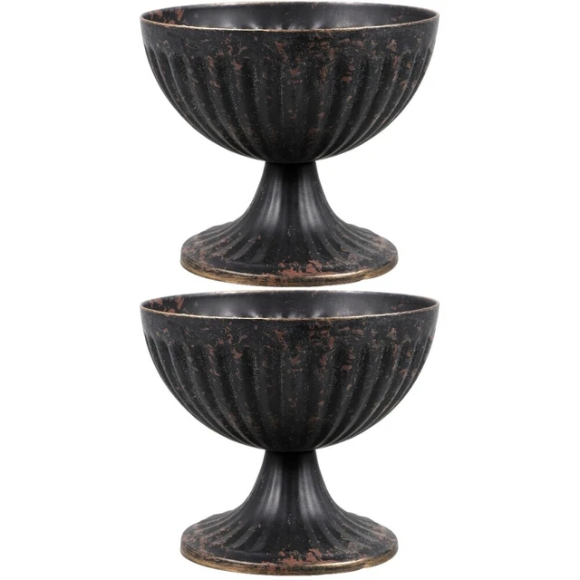 2 piezas jarrón de metal vintage estilo europeo de colección arreglo floral jarrón urna flor