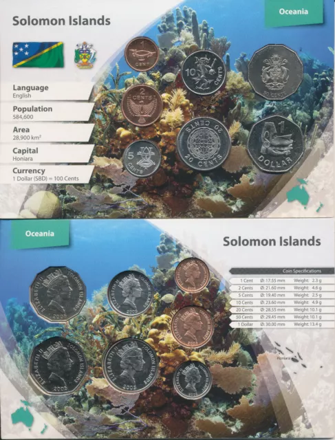 Solomon Islands / Salomonen - 1+2+5+10+20+50 Cents +1 Dollar 2005 UNC - KMS Satz