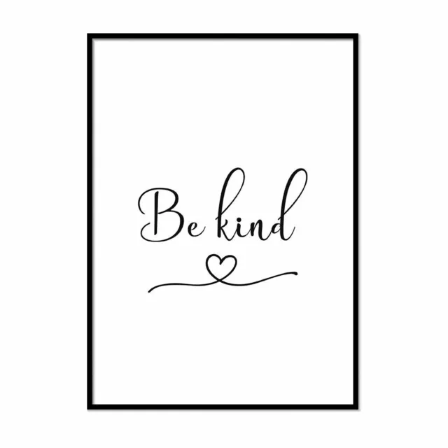 Be Kind Framed Prints Positive Quote Print Glamour Posters Bedroom Word Prints