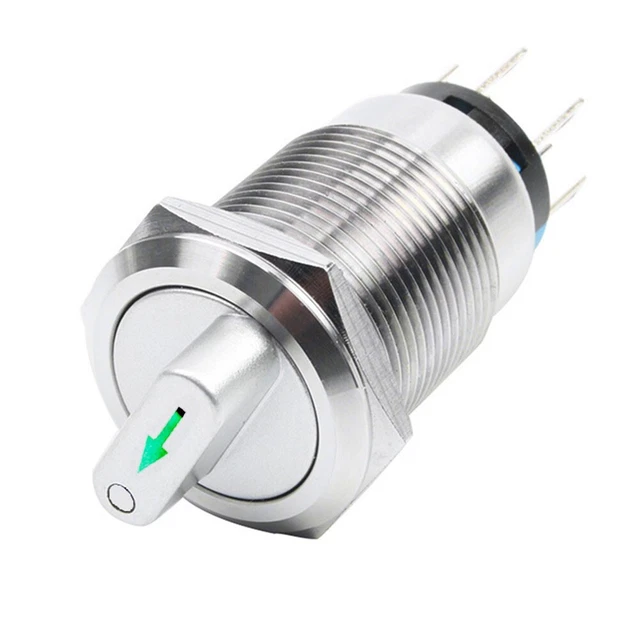 Interruttore selettore 2 posizioni resistente 19 mm acciaio inox 1 NO 1NC IP66