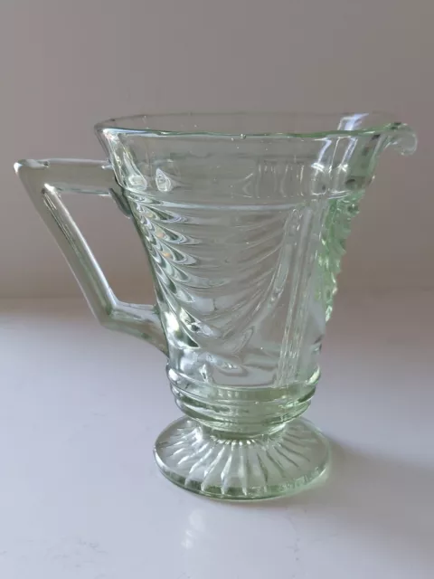 Sowerby Art Deco Green Glass Jug Pitcher Vintage England Swag & Column