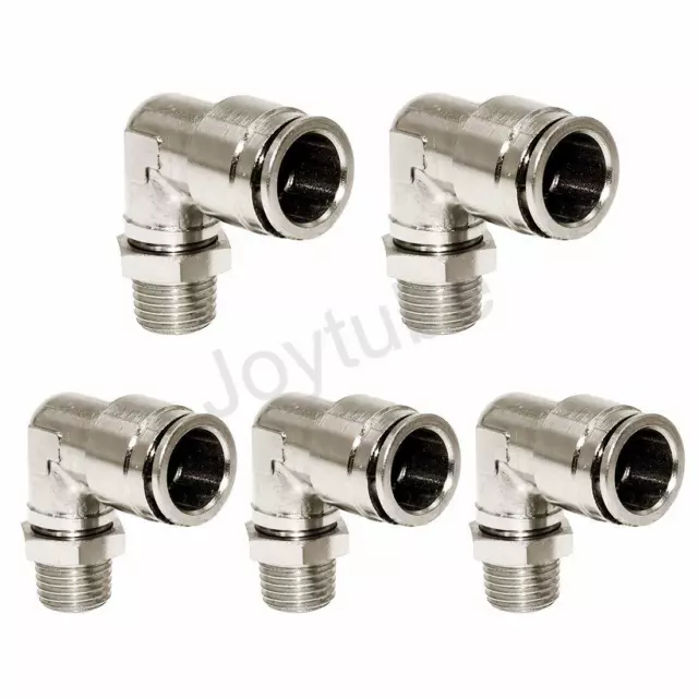 Brass BPL Push to Connect Air Fittings Elbow 3/8" Tube OD x 1/8" NPT Male 5 Pcs