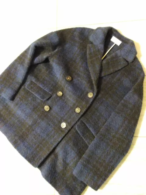 Red Valentino Blue Mohair Plaid Coat Size 44 NWT MSRP $1,020