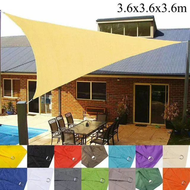 3.6x3.6x3.6m Triangle Outdoor Patio Sun Shade Sails Awning Garden Sunscreen Home