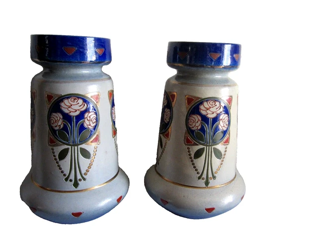 Paire De  Vases  En Gres Art Deco   Sarreguemines Decor N°1723