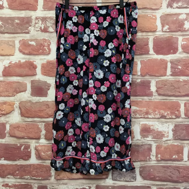 Anthropologie Kensie Pants Womens Large Black Multicolor Floral Wide Leg Cropped