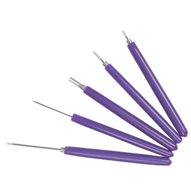 5 PIEZAS Pluma con aguja ranurada púrpura para niños rizado rodante hecho a mano