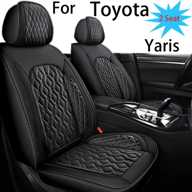 Car 2 Seat Cover Black Faux Leather Protector Cushion For Toyota Yaris 2013-2022