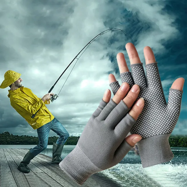 Fingerless Outdoor Bicycle Anti-skid Half Finger Fishing Gloves (Grey) #F