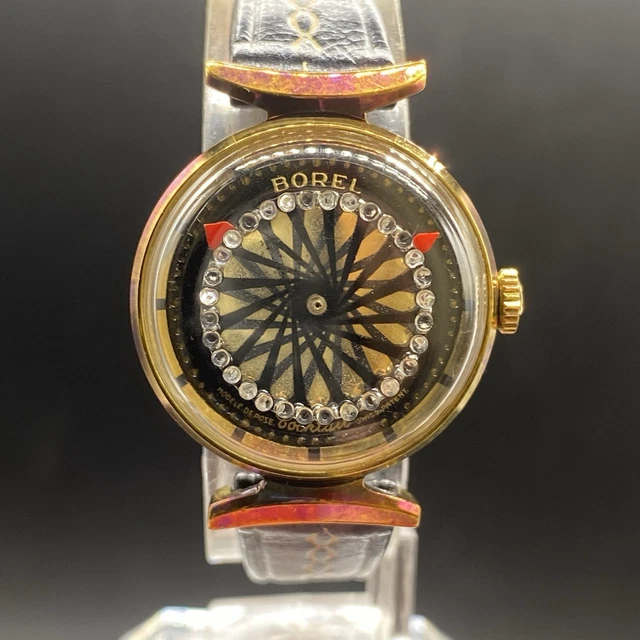 Aiguille Des Heures (Hour Hand) Borel - Style Cocktail - Or Avec Flèche Rouge - Longueur 8,8 Mm - Vintage Neuf