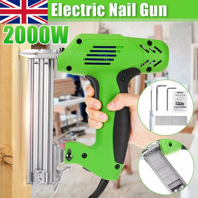 2000W Nail Gun Staple Electric Heavy Duty Stapler Nailer Carpentry & 1500 Nails