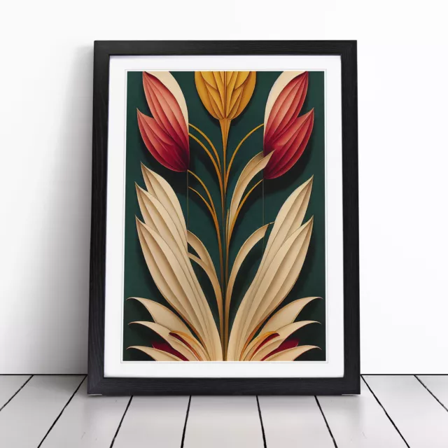 Art Deco Flower No.1 Wall Art Print Framed Canvas Picture Poster Decor