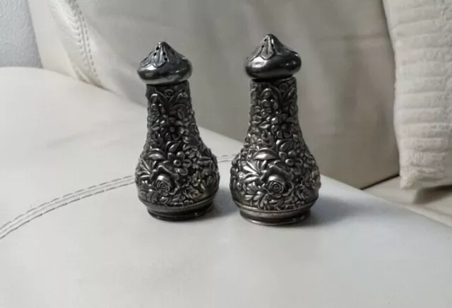 S. Kirk & Son Sterling Silver Repousse Salt & Pepper Shaker Set