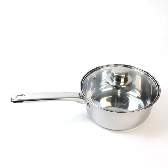 Stainless Steel Saucepan with Glass Lid Deep Pan with Induction Base Oven Safe