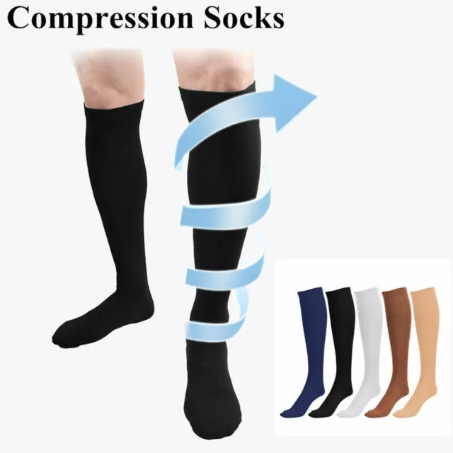 3 Pack Cotton Compression Socks (8-15mmHg) Moisture Wicking Support Stockings