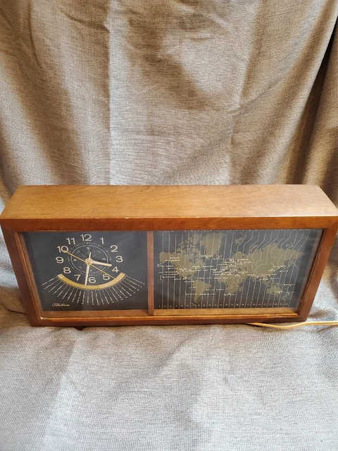 Vintage General Electric Telechron Clock Model 8801 Map Clock Case Made In Japan Vintage General Electric Telechron Clock Model 8801 Map Clock Case Made In Japan