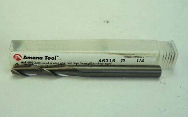 Amana 46316 Solid Carbide Spiral Plunge 1/4 x 1-1/8 Router Bit 1/4 Shank Up-Cut